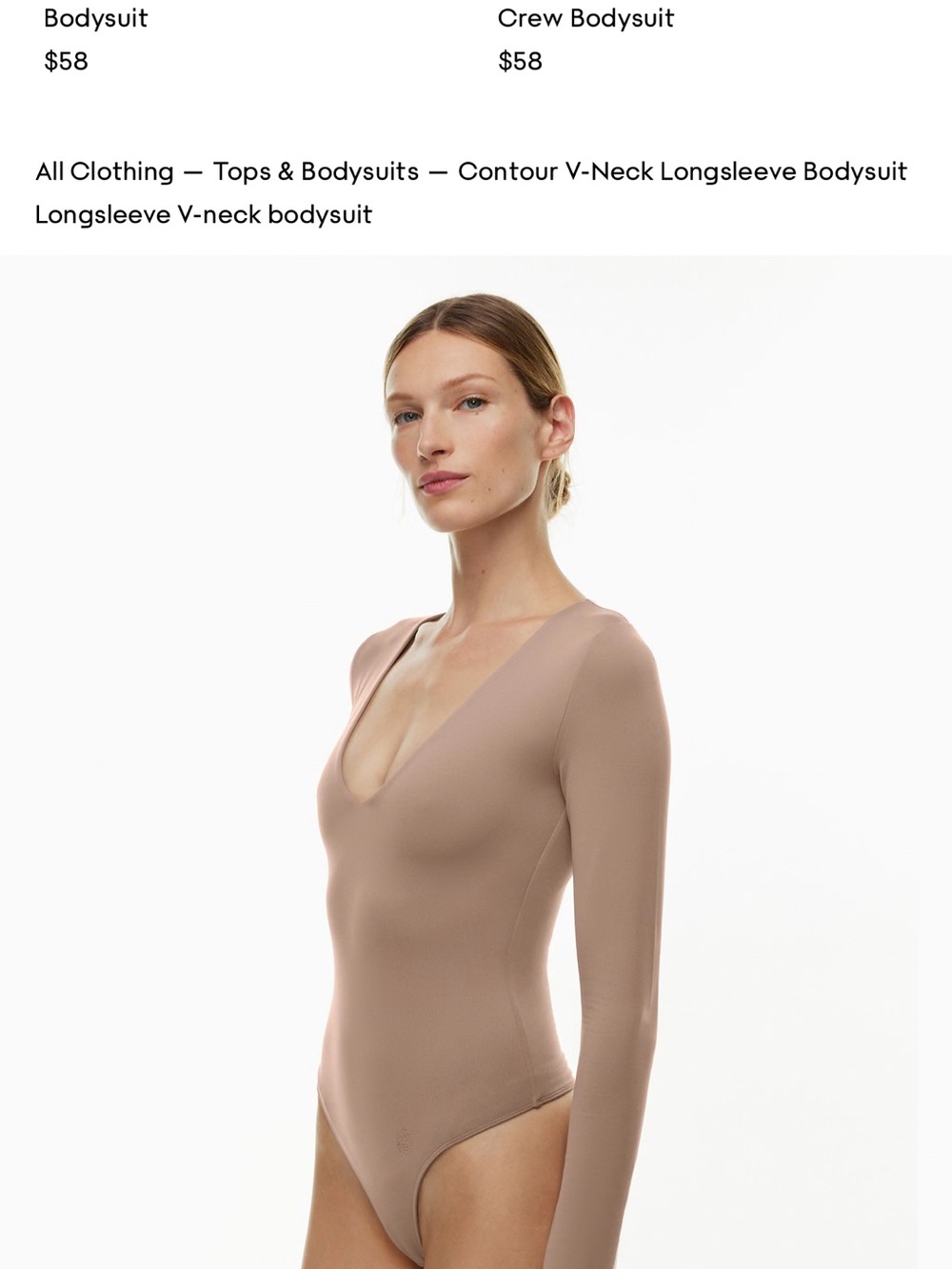 Babaton Taupe Contour V-Neck Long Sleeve Bodysuit